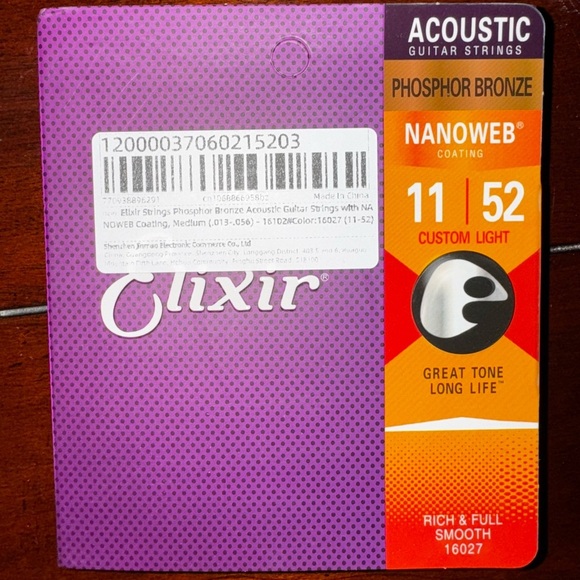 Elixir Acoustic Guitar Strings 6 String Set, 11-52 - Picture 2 of 5